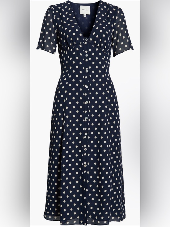 Reformation Dresses & Skirts - Reformation Navy and White Polka Dot Midi Dress